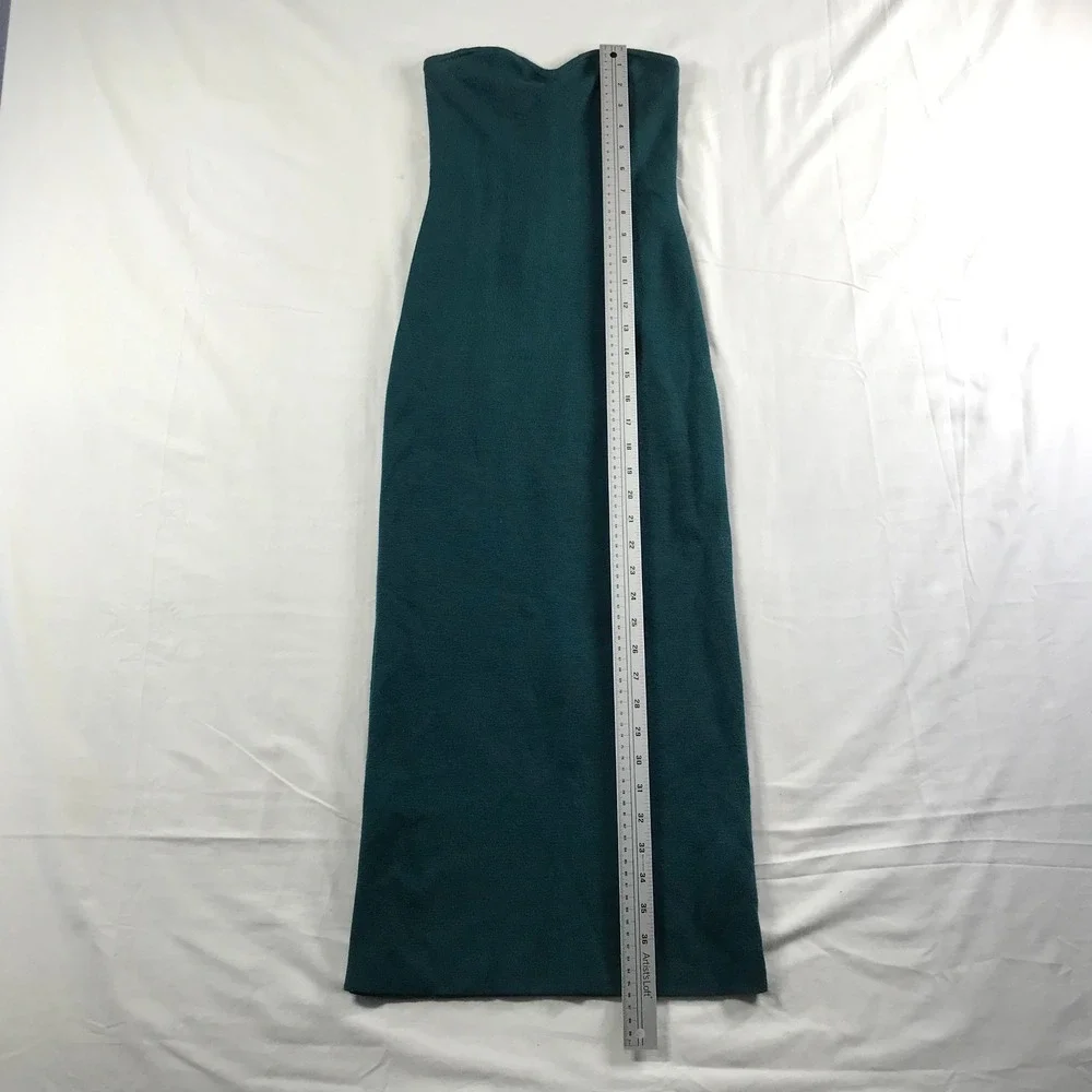 Abercrombie & Fitch Strapless Sweater Maxi Dress Teal Green Sweetheart XS NEW